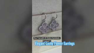 Anting Bunga Keberuntungan Perak 925 Elegan Peach Pink CZ