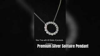 Solitaire Perak Murni 925 Elegan Buka 0 Lingkaran Liontin Pelapisan Rhodium