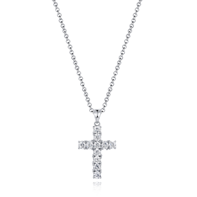 3.25mm Cubic Zircon Silver CZ Cross Pendant 2.02g Holy Necklace Perhiasan Kustom