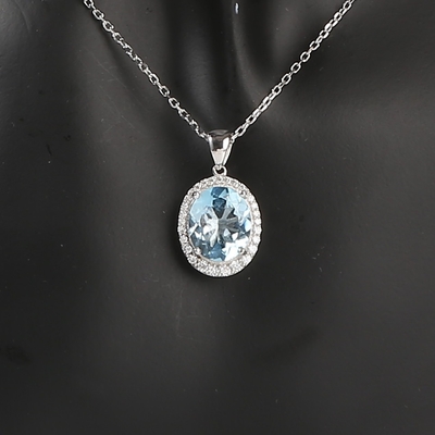 Bulat Multicolor Gemstone Pendant 925 Sterling Silver Pendant Kalung Perhiasan Untuk Wanita
