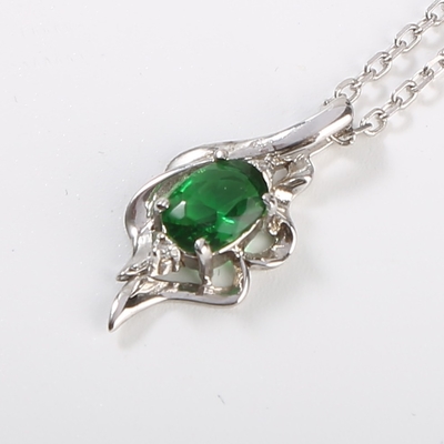 Kalung Batu Permata CZ Jewelry Green Sunflower 925 Silver Luxury Pendant Necklace