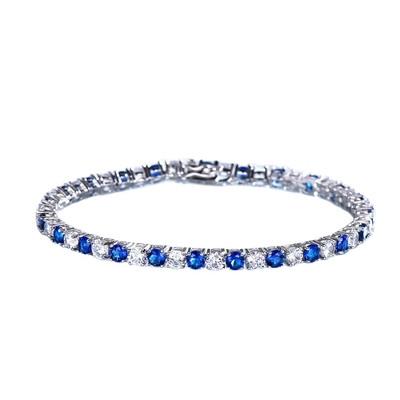 Mewah Dibuat Nano Blue Sapphire Gelang Wanita Pernikahan Romantis 925 Perak Fine Jewelry