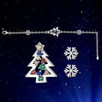 Gelang Pohon Natal Untuk Anak Perempuan Snowflake Star Jingle Bell Adjustable Xmas