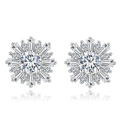 Anting CZ Perak 925 Berhias, Anting Perak Cubic Zirconia 0,8g Sterling Untuk Wanita