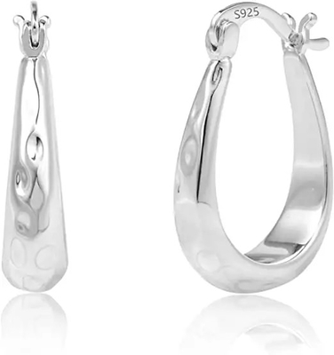 2.3g 925 Silver CZ Earrings, Sterling Silver Open Heart Earrings