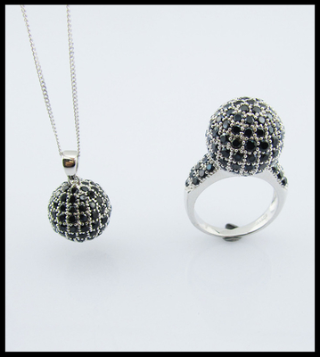 Rhodium Plated 925 Perhiasan Perak Set dengan Lobster Clamp Dangle Earrings AAA Grade Cubic Zirconia