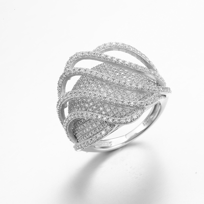 Bentuk Geometris 925 Sterling Silver CZ Zircon Ring Cincin Kustom