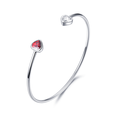 4.30g Personalized Sterling Silver Bangle Untuk Wanita 6.0mm Red Heart