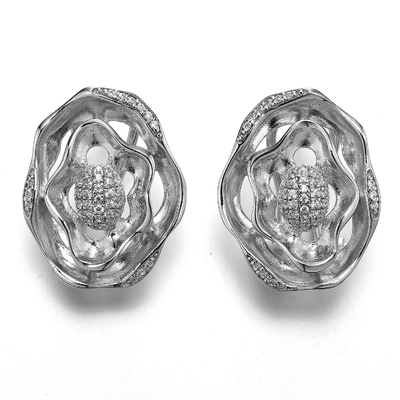 Desain Anting Emas 925 Perak CZ Earrings Oval Swirl Ear Cuff Earrings