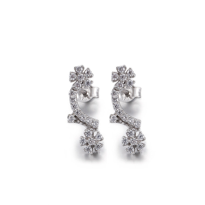 Semilune 925 Silver CZ Earrings 1.95g Silver Drop Earrings Untuk Wanita
