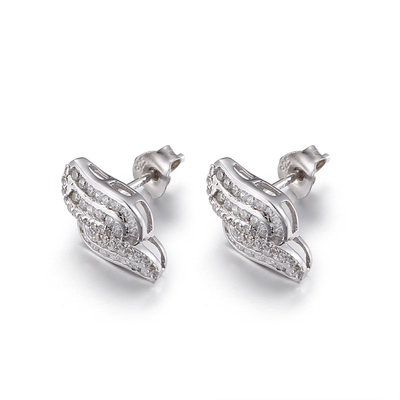 Putih 925 Silver CZ Earrings 1.69g 7mm Cubic Zirconia Stud Earrings