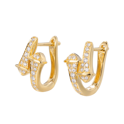 VS Clarity 18K Gold Diamond Earrings 2.4g 0.16ct Bentuk Panah Berkepala Ganda