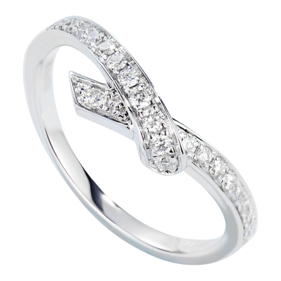 Cincin Berlian Emas Putih 18k berbentuk syal 0.22ct Untuk Pertunangan