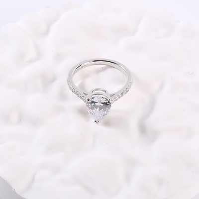 cincin pertunangan bulat 2.18g pasangan 925 perak CZ cincin