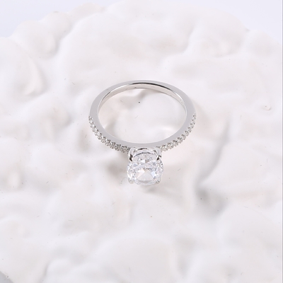 cincin pertunangan bulat 2.18g pasangan 925 perak CZ cincin