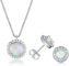 Set Perhiasan Kalung Dan Anting Wanita Zircon Opal 925 Silver Rhodium Plating
