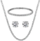 Berlian Berlian Imitasi Perhiasan Set Tenis Kalung Anting Liontin Perak 925 Perhiasan Set