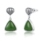 Desain Daun 925 Sterling Silver Stud Earrings Gemstone Emerald Green Stone Earrings