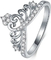 2.0mm Batu Utama 925 Cincin Pertunangan Perak, Cincin Pertunangan Berbentuk Mahkota Untuk Wanita