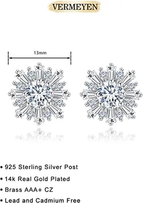 Anting CZ Perak 925 Berhias, Anting Perak Cubic Zirconia 0,8g Sterling Untuk Wanita