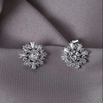 Anting-anting pejantan emas buatan tangan bulat, anting-anting CZ perak 925 Sterling yang trendi