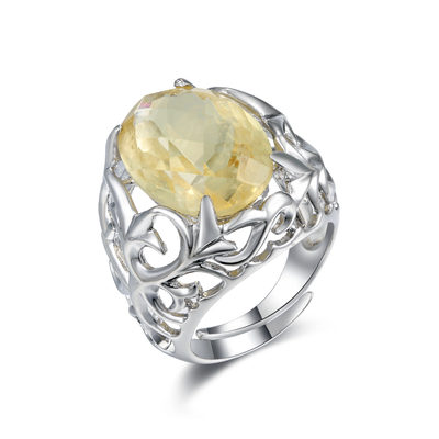 925 Silver Natural Citrine AAA Grade CZ Fashion Rings Ringan 2,5g