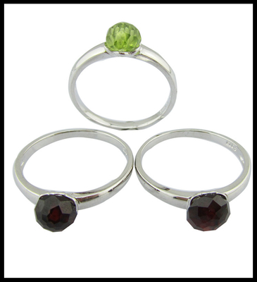 925 Cincin Permata Perak Bentuk Oval Bulat Elegant Turmalin Batu Permata Berwarna-warni