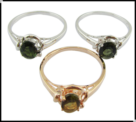 925 Cincin Permata Perak Bentuk Oval Bulat Elegant Turmalin Batu Permata Berwarna-warni