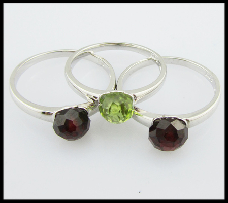 925 Cincin Permata Perak Bentuk Oval Bulat Elegant Turmalin Batu Permata Berwarna-warni