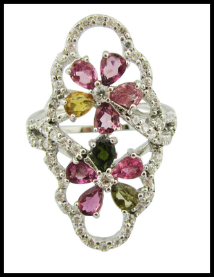 Cincin Perak Permata Perak 925 Untuk Wanita Kasual / Pesta