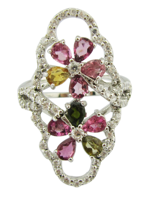 Cincin Perak Permata Perak 925 Untuk Wanita Kasual / Pesta