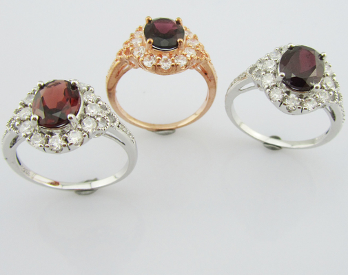 Cincin Berwarna Turmalin 925 Perak Batu permata untuk pakaian kasual / pesta