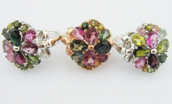 Cincin Berwarna Tourmaline Oval Batu permata Di 925 Perak Kerajinan