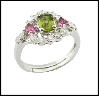 Wanita 925 Perak Batu permata cincin di Rhodium Plating Ukuran 7 10