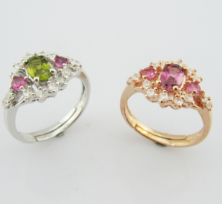Wanita 925 Perak Batu permata cincin di Rhodium Plating Ukuran 7 10