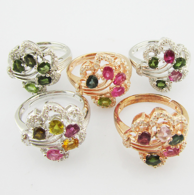 925 Sterling Perak Permata Perhiasan Rings Plating Warna Rhodium Batu Utama Ukuran 6mm-10mm