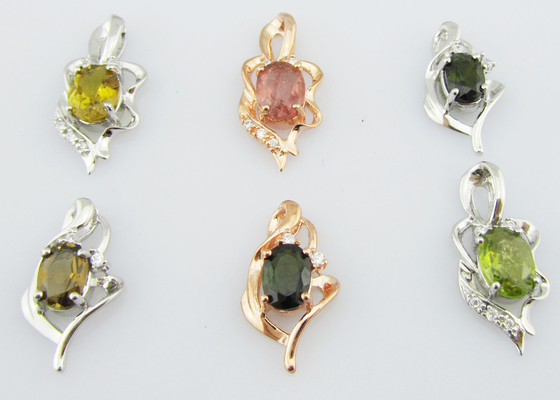 Warna-warni tourmaline batu permata liontin zircon kristal 925 perak kalung untuk sehari-hari dan pesta