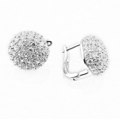 Elegant Silver 925 Stud Earrings Set dengan Lobster Clamp Chain
