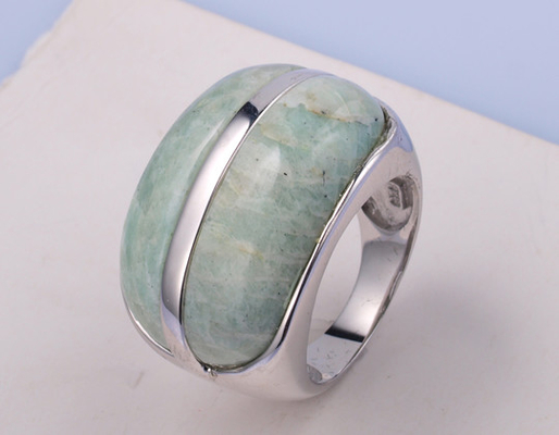 Rhodium Plated 925 Perak Batu permata cincin untuk pesta kasual dan ulang tahun memakai