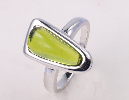 Rhodium Plated 925 Perak Batu permata cincin untuk pesta kasual dan ulang tahun memakai
