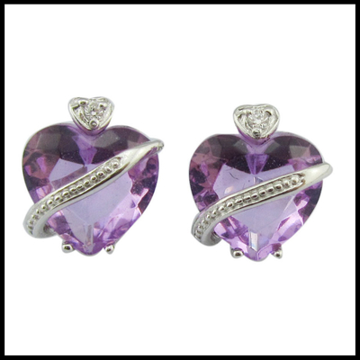 Rhodium Plated Heart Bentuk Earrings Batu permata Lapis Lazuli Kubic Zirconia Casual / Party Style