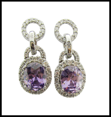 AAA Grade Kubic Zirconia Bentuk Hati Earrings Hypoallergenic Untuk Casual Party Wear