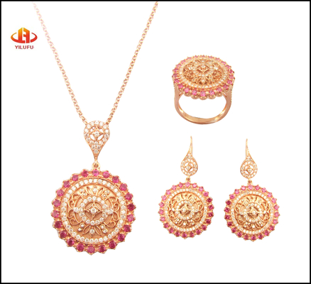 Klasik Perak 925 Perhiasan Set dengan AAA Cz Stone Dangle Pendant