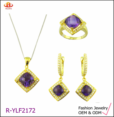 925 Perhiasan Perak Sterling Set dengan AAA CZ Stones Lobster Clamp Closure Logo yang disesuaikan