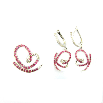 925 Silver Dangle Pendant Set Dengan AAA Cz Stones Custom Logo Lobster Clamp