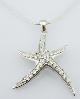 Patrick Star Customized Pendant Cubic Zircon Perak CZ Patrick Star Pendant Kalung Manik