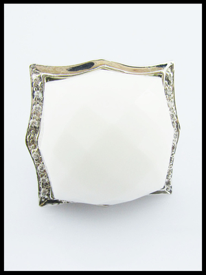 925 Perak Sterling Bentuk Irregular Putih Agate Cincin Untuk Wanita Perak Sterling Cincin Dengan Batu