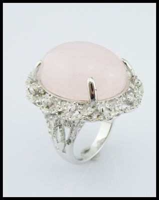 925 Silver Rose Quartz Rings Dengan Berat 5 ~ 8g Perak Ringan Dual Purpose Sterling Perak Bunga Ring Unik