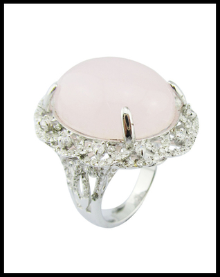 925 Silver Rose Quartz Rings Dengan Berat 5 ~ 8g Perak Ringan Dual Purpose Sterling Perak Bunga Ring Unik