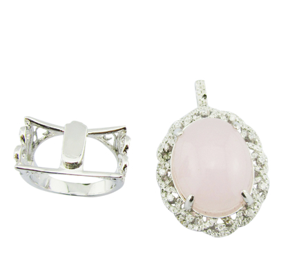 925 Silver Rose Quartz Rings Dengan Berat 5 ~ 8g Perak Ringan Dual Purpose Sterling Perak Bunga Ring Unik